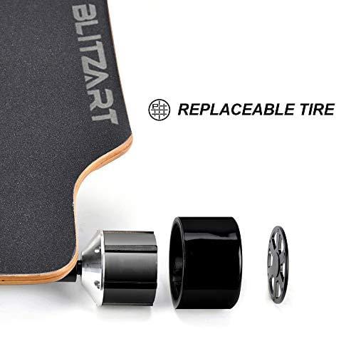 BLITZART Huracane 38" Electric Skateboard Electronic Longboard Replaceable Tire 17mph Hub-Motor 90mm (Black)