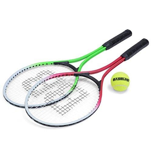 Baseline BG958 Tennis Racket 2 Player Set for Kids, 2 Rackets and Ball, Green/Red
