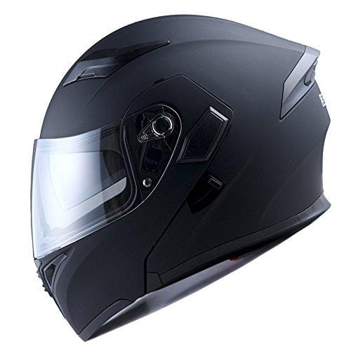 1Storm Motorcycle Modular Full Face Helmet Flip up Dual Visor Sun Shield: HB89 Matt Black; Size M (55-56 CM,21.7/22.0 Inch)
