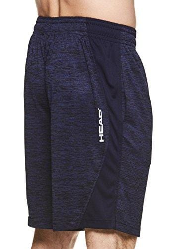 HEAD Men's Polyester Workout Gym & Running Shorts w/Elastic Waistband & Drawstring - Firestarter Navy Heather Blue, Large