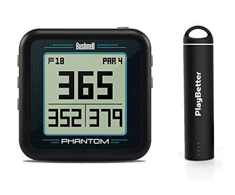 Bushnell Phantom (Black) Power Bundle with PlayBetter Portable USB Charger (2200mAh) | Handheld Golf GPS, Built-in Golf Cart Magnet, 35,000+ Pre-Loaded Courses, Compact & Lightweight