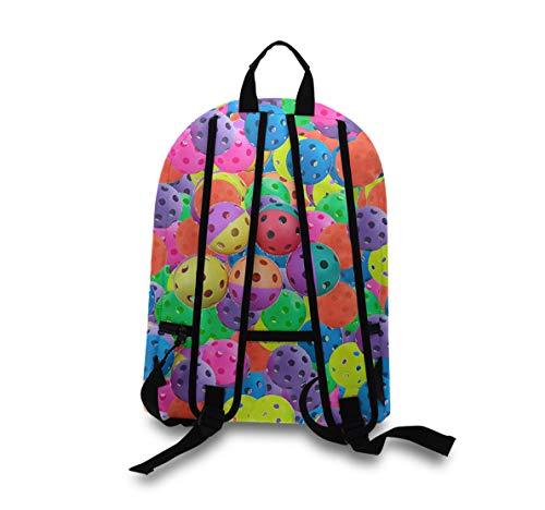 Stylish School Backpack Bookbags College Bags Satchel Travel Bag Daypack (Pickleball Balls Colors Pattern)