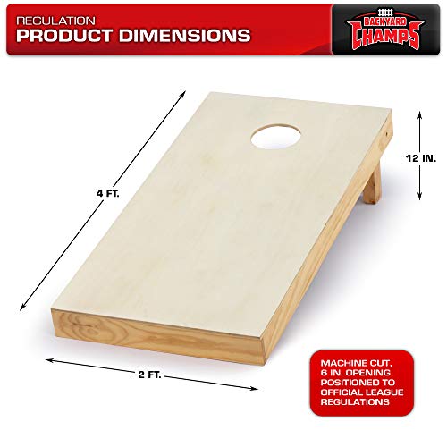 Backyard Champs Corn Hole Outdoor Game: 2 Regulation Wood Cornhole Boards and 8 Bean Bags, 2 x 4 Foot, Natural