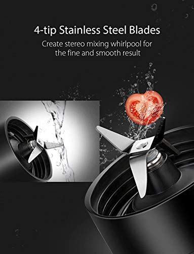 Smoothie Blender, 30000 RPM/Min Personal Blender with 4 Different Edges Stainless Steel, BPA-Free Tritan Travel Cups with Protective Sleeve, 300W, Willsence