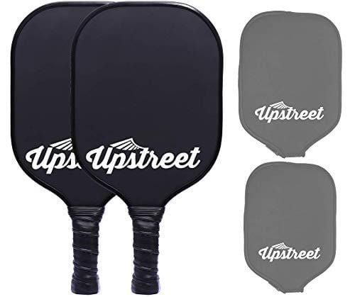 Upstreet Graphite Pickleball Paddle Set - Polypro Honeycomb Composite Core - Paddles Include Racket Cover