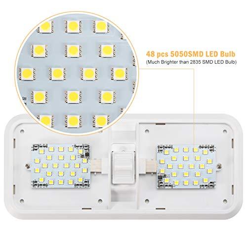 Kohree 12V Led RV Ceiling Dome Light RV Interior Lighting for Trailer Camper with Switch, White(Pack of 2)
