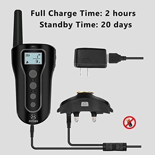 Peteme Dog Training Collar Rechargeable with Beep/Vibra/Electric Shock ，100% Waterproof Training Collar, Up to 1200Ft Remote Shock Electric Collar