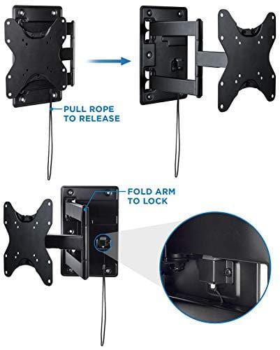 Mount-It! Camper RV TV Wall Mount, Locking Detachable Bracket, Travel Trailer Accessory for Trailers, RVs, Campers, Motorhomes, and Marine Boats (MI-431)