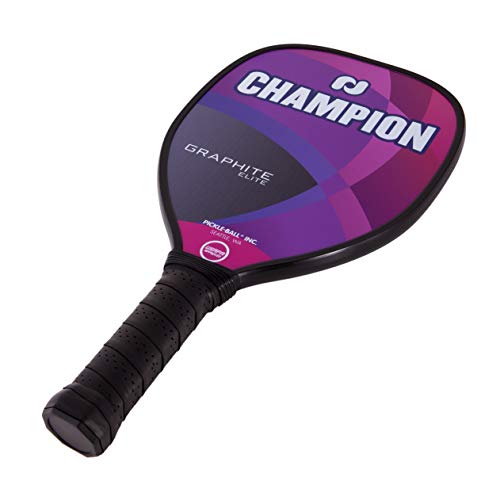 Pickleball, Inc. Champion Graphite Elite Pickleball Paddle | Elite Teardrop Speed & Reaction Shape | Standard Grip | Polymer Honeycomb Core and Graphite Face | Purple