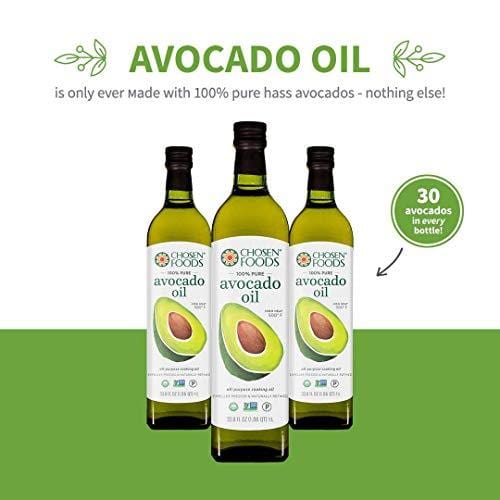 Chosen Foods 100% Pure Avocado Oil 1 L, Non-GMO, for High-Heat Cooking, Frying, Baking, Homemade Sauces, Dressings and Marinades