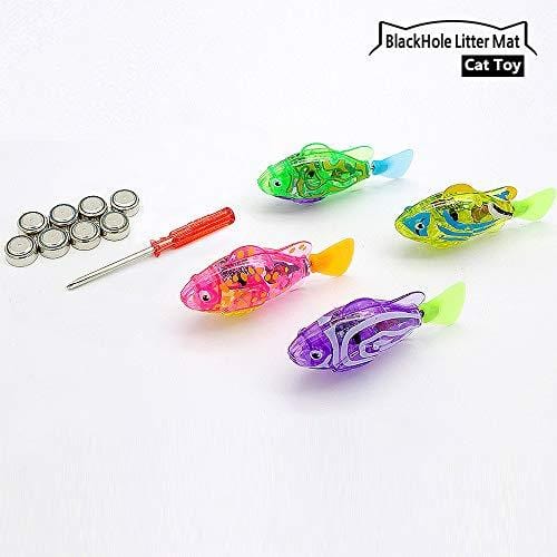 BlackHole Litter Mat Interactive Swimming Robot Fish Toy for Cat/Dog with LED Light (4 pcs), Cat & Dog Toy to Stimulate Your Pet's Hunter Instincts