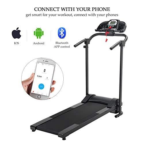 ZELUS Folding Treadmill Electric Motorized Running Machine with Downloadable Sports App Control Walking & Running OR Treadmill Mat, Cup Holder, MP3 Player & Wheels Easy (Treadmill with APP Control)