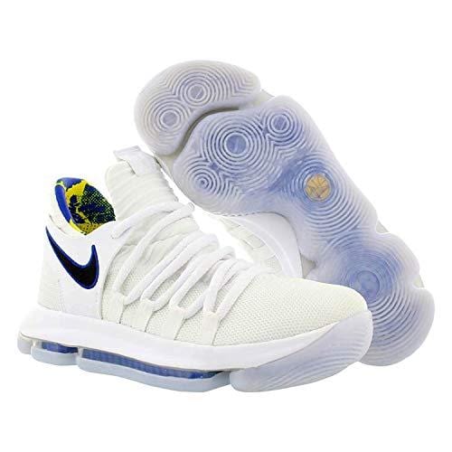 Nike Zoom KD10 LMTD NBA Grade School Basketball Shoes (6.5 M US Big Kid, White/Game Royal/University Gold)