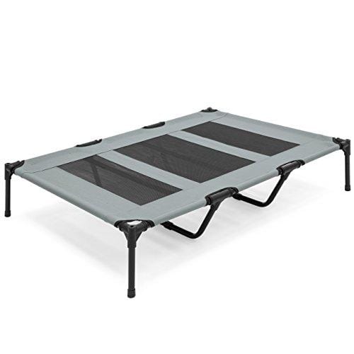 Best Choice Products 48in Outdoor Raised Mesh Cot Cooling Dog Pet Bed w/Removable Canopy, Travel Bag - Gray