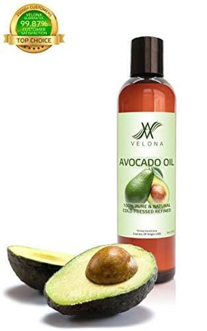 100% Organic Avocado Oil by Velona | All Natural Extra Virgin MOISTURIZER for Hair, Body and Skin Care | Refined, Cold Pressed | Size: 8 oz