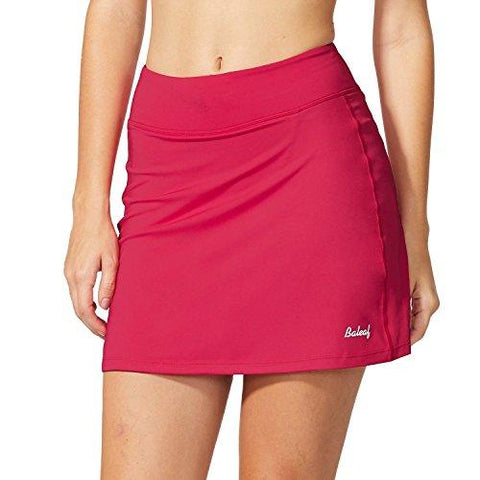 Baleaf Women's Active Athletic Skort Lightweight Skirt with Pockets for Running Tennis Golf Workout Deep Pink Size XS