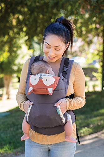 Infantino Cuddle Up Ergonomic Carrier, Face-in Front Carry & Back Carry with Removable Character Canopy Hood - Fox