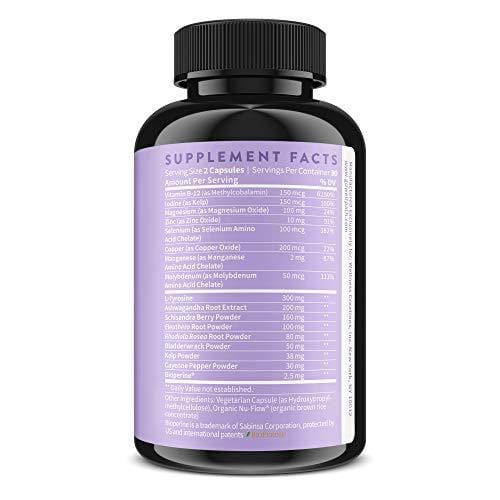 SOOTHE Adrenal Support & Thyroid Support Supplement - Natural Formula That Promotes Energy, Metabolism, Adrenal Fatigue Relief, Stress Response | Ashwagandha, Rhodiola, Zinc | Cortisol Balance | Vegan