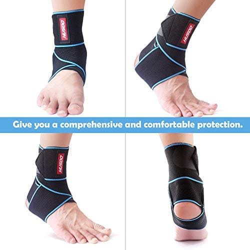 Ankle Brace, Husoo Breathable Ankle Support Compression Ankle Wrap for Sports Protect, Ankle Sprain, Plantar Fasciitis, One Size Fits All (1 Pieces Gray)
