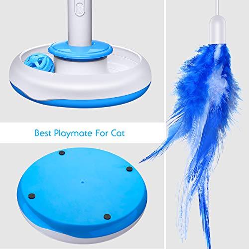 isYoung Cat Teasing Toy, Electric Mute Training Cat Toy Kitten Rotating Teaser Feather, Fun Playing Interactive Smart Game Pet Toy (Cat Teasing Toy)