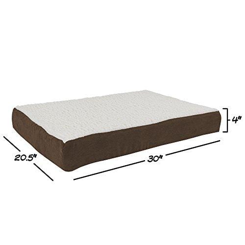 PETMAKER Orthopedic Sherpa Top Pet Bed with Memory Foam and Removable Cover 30x20.5x4 Brown