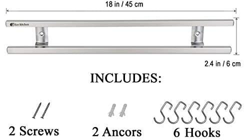 Magnetic Knife Strip 18 Inch - Best Kitchen Magnetic Knife Holder - Wall Knife Magnet - Magnetic Knife Rack Bar With 6 Hooks in Gift Box - 5 Years Guarantee