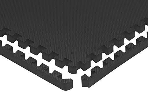 Prosource Fit Extra Thick Puzzle Exercise Mat 1", EVA Foam Interlocking Tiles for Protective, Cushioned Workout Flooring for Home and Gym Equipment, Black