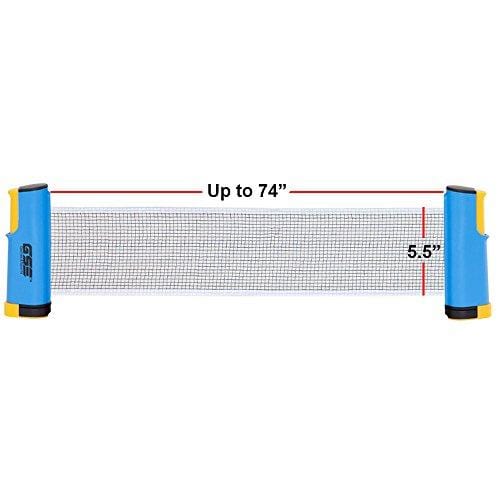 GSE Games & Sports Expert Anywhere Retractable Table Tennis Net and Post. Adjustable Replacement Ping Pong Net (4 Colors) (Blue)