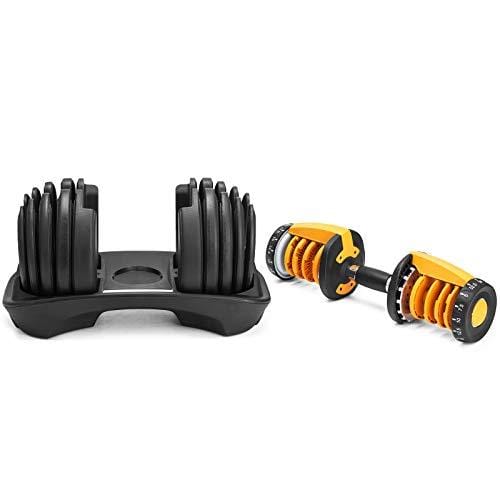 Popsport 52.5LBS Adjustable Dumbbell 1 PCS Fitness Dumbbell Standard Adjustable Dumbbell Handle Weight Plate Home Gym System- Building Muscle