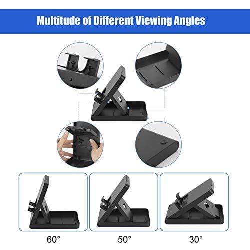 D DACCKIT Accessories Kit Compatible with Nintendo Switch - Including Switch Joy-Con Wheel, Tennis Racket, Joy-Con Charging Dock, Grips, Caps, Compact PlayStand, Game Card Case, Protective Case