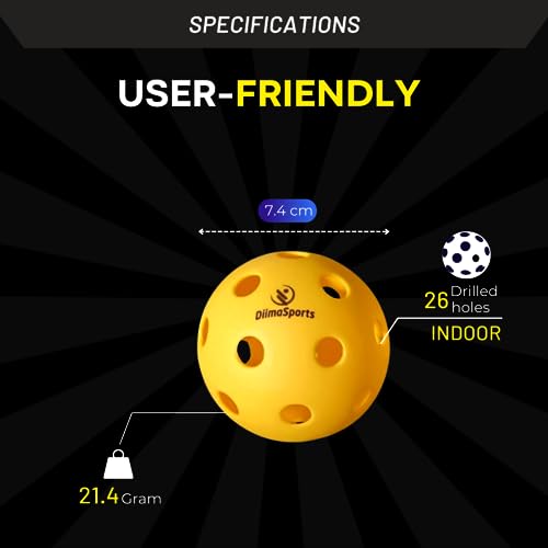 DiimaSports Pickleball Balls Set - USAPA Standard Pack of 6 & 12 (Choose Indoor or Outdoor Pickleball Balls Set) – Perfect for Tournaments (6 Pack, Indoor Sunny Yellow)