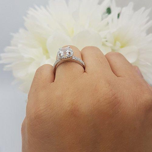 Dazzlingrock Collection 10K White Sapphire & White Diamond Bridal Halo Engagement Ring Set 1 3/4 CT, White Gold, Size 5.5