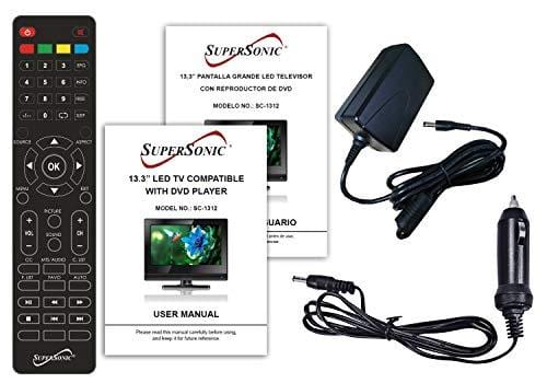 SuperSonic 1080p 13.3-Inch LED Widescreen HDTV with HDMI Input, AC/DC Compatible for RVs and Built-in DVD Player