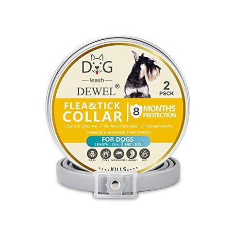 Adjustable Flea and Tick Collar for Dog, Pet Anti-Mosquito Collar 2 Pack Anti-Flea Anti-Mosquito Natural Insect Essential Oil Anti-Mite Pet Collar