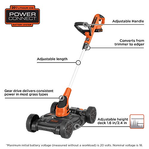 BLACK+DECKER 3-in-1 Lawn Mower, String Trimmer and Edger, 12-Inch  (MTC220)