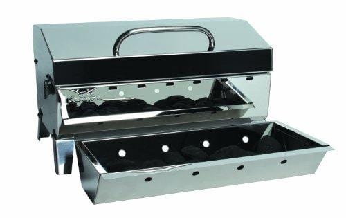 Kuuma Premium Stainless Steel Mountable Charcoal Grill w/Inner Lid Liner by Camco -Compact Portable Size Perfect for Boats, Tailgating and More - Stow N Go 160" (58110)