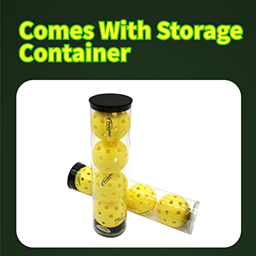 PickleStar LED Light Up Pickleball Balls, USAPA Standard Outdoor 40 Holes Yellow PickleBalls with Green Light 4 Pack LED Light Up Pickle Balls