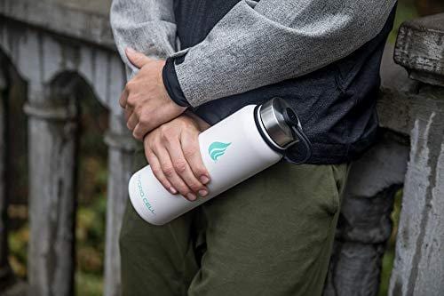 HYDRO CELL Stainless Steel Water Bottle with Straw & Wide Mouth Lids (40oz) - Keeps Liquids Perfectly Hot or Cold with Double Wall Vacuum Insulated Sweat Proof Sport Design (White 40oz)