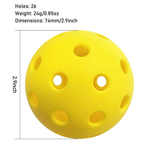 hrongshk 3 Pack Pickleball Balls, Professional Patented 26 DrilledHole Design Pickleball Balls Indoor Pickleballs, High-Vis Optic Yellow Pickleball Balls