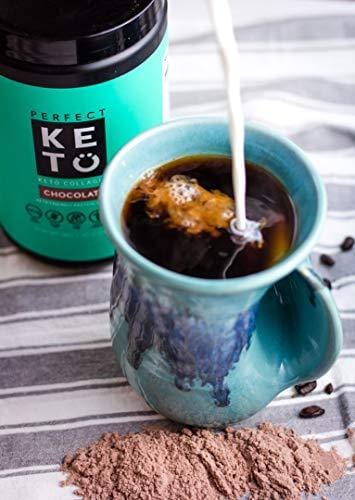 Perfect Keto Chocolate Protein Powder: Collagen Peptides Grassfed Low Carb Keto Drink Supplement with MCT Oil Powder. Best as Keto Drink Creamer or Added to Ketogenic Diet Snacks. Paleo & Gluten Free