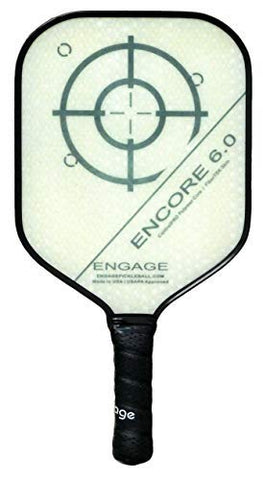 Engage Encore 6.0 Pickleball Paddle | USAPA Approved | Textured FiberTEK High Compression Fiberglass Face & ControlPRO II Polymer Core | LITE Weight 7.5-7.8 oz | Traditional | 4 ⅜” Grip