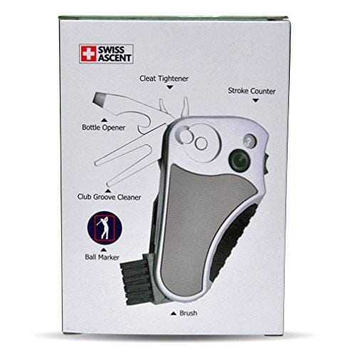 Golfer's Best Tool Golf Multitool All-IN-ONE - Stroke Counter, Divot Repair Tool, Brush, Ball Marker, Cleat Tightener, Club Groove Cleaner, Best Golf Gift Idea For Men Women, Souvenir, Present