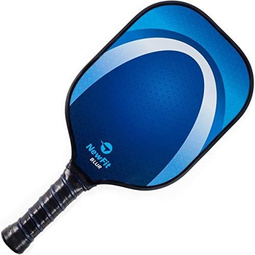 NewFit Blur Pickleball Paddle | USAPA Approved | Graphite Face & Polymer Core for a Quiet and Light Racket | 2 Paddles Set w/ 4 Balls (Blue Set)