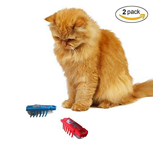 OUZIFISH Nano Robot Bug Cat Toys 2-Pack Electronic Interactive Toy Navigates Around Corner Keeps Indoor Cat Chasing Hunting, Battery Included - Plays Like a Real Bug