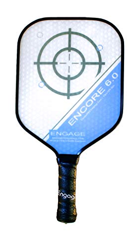 Engage Encore 6.0 Pickleball Paddle | USAPA Approved | Textured FiberTEK High Compression Fiberglass Face & ControlPRO II Polymer Core | Standard Weight 7.8 - 8.3 oz | Blue | 4 1/4” Grip