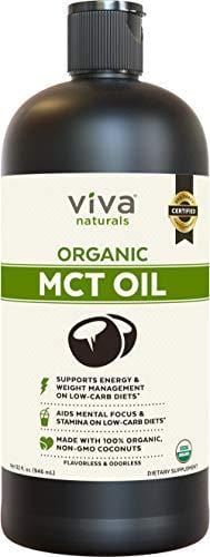 Viva Naturals USDA Organic MCT Oil (32 fl oz) – Made with 100% Organic Non-GMO Coconuts, Keto Friendly and Paleo Diet Certified