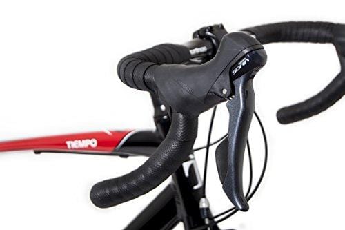 Tommaso Tiempo - Closeout XS, Small Sizes Only - Endurance Aluminum Road Bike, Carbon Fork, Shimano Sora, 18 Speeds, Aero Wheels - Black/Red/White - Extra Small