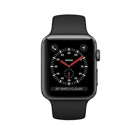 Apple Watch Series 3 42mm Smartwatch (GPS + Cellular, Space Gray Aluminum Case, Black Sport Band) (Renewed)
