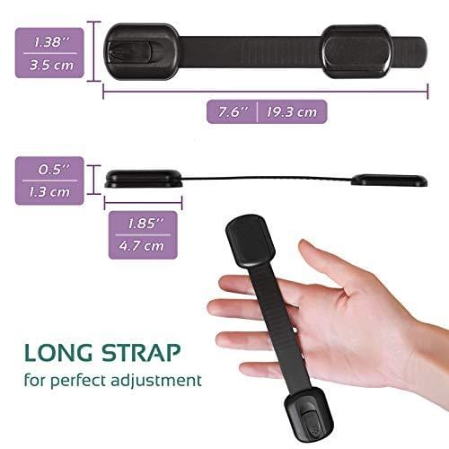 Baby Proofing Safety Cabinet Locks - Child Proof Latches for Dresser Drawer Cupboard Doors Closet Oven Refrigerator Fridge - Adjustable Childproof Straps by Oxlay - Black - 6 Pcs
