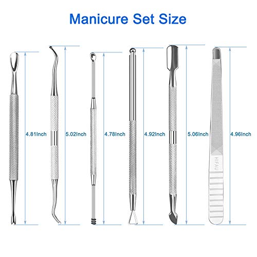 HIFAU 8PCS Premium Cuticle Nippers Pusher Manicure Tools Set, Professional Ingrown Toenail File, Cuticle Remover Trimmer Cutters Tool Gel Nail Art Kit, Stainless Steel, Travel, Gift